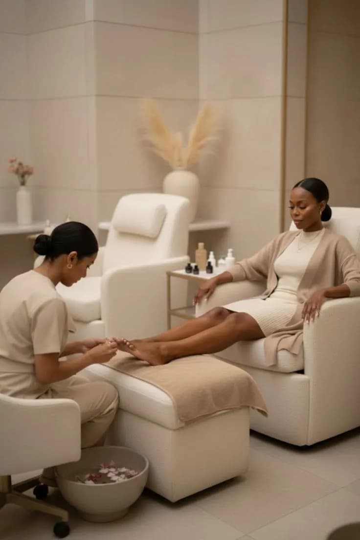 Cabine de soins Taraya Institut avec lit de massage, produits de beauté et équipement professionnel